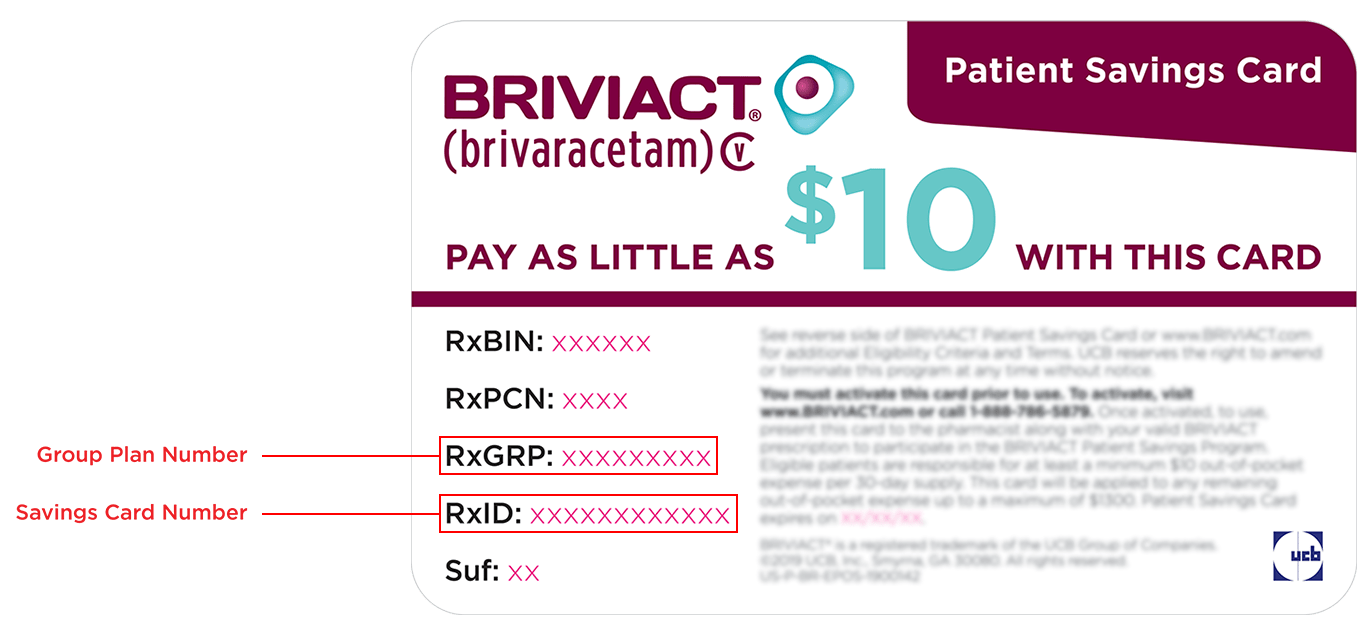 Savings card for BRIVIACT® (brivaracetam) CV